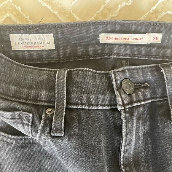Levi’s Premium 721 High Rise Skinny Women’s Jeans - Black 26 - Picture 4 of 10